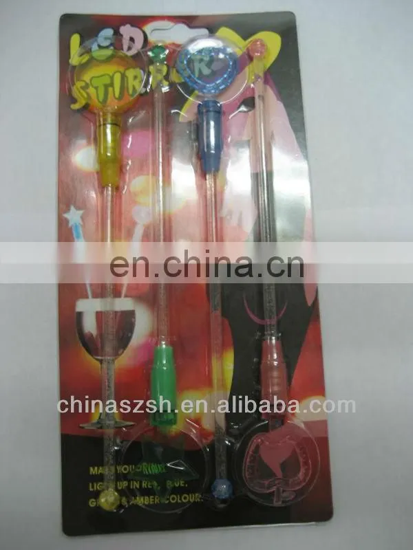 Wholesale bat tool LED flashing cocktail stirrers for club