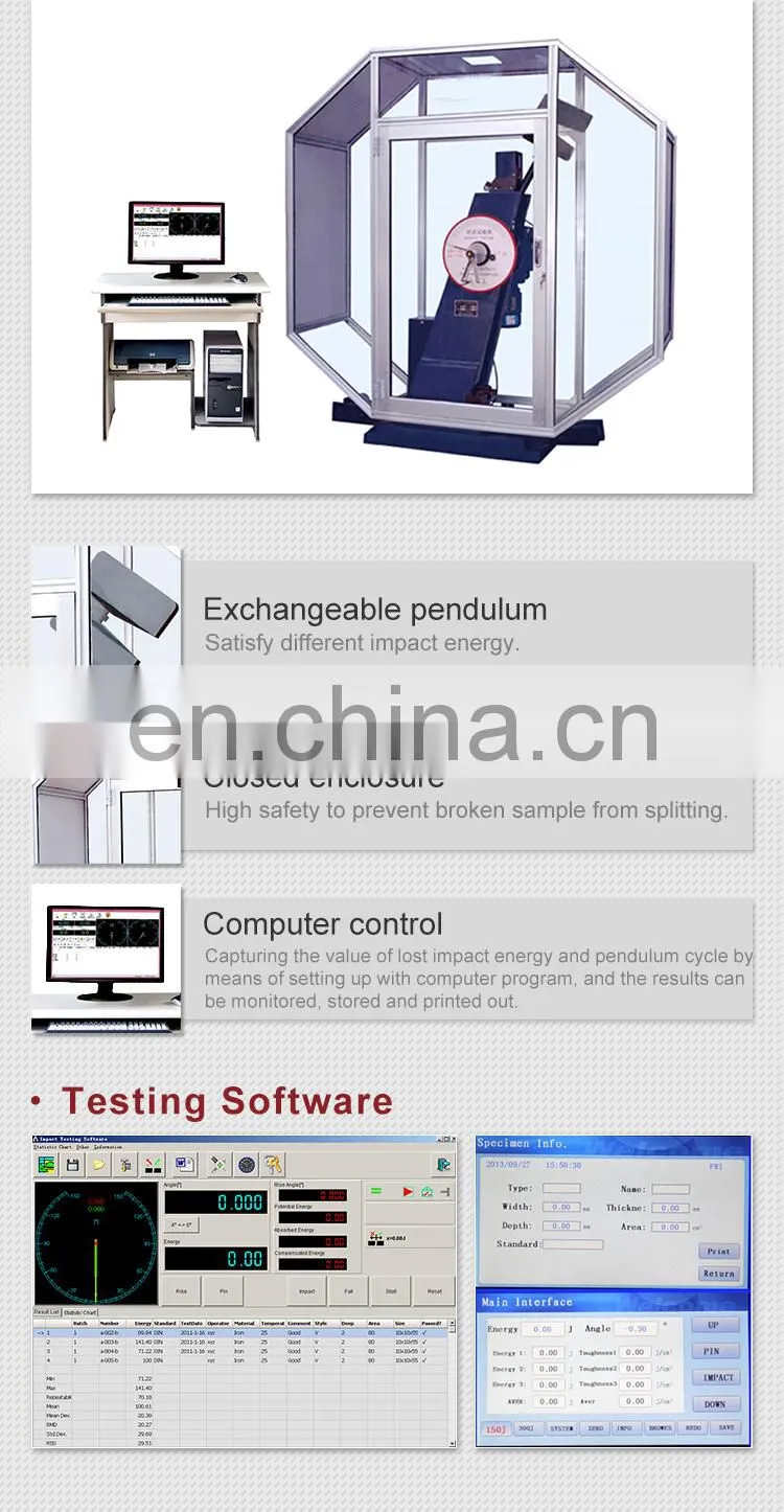 Computer Control Semi-automatic Charpy Impact Testing Machine with Low Temperature Device