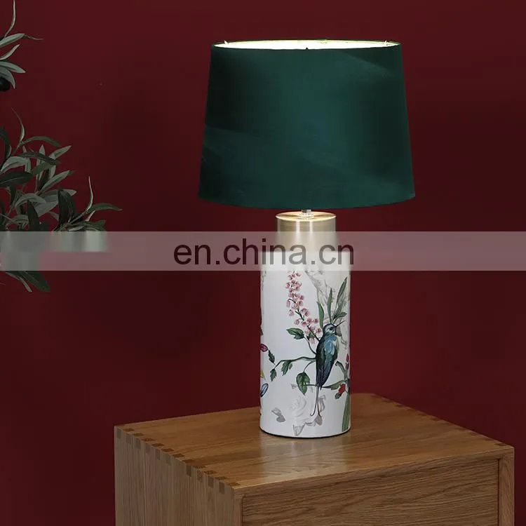 Modern elegant design table lamp flower bird pattern bedside night lamp for home decor
