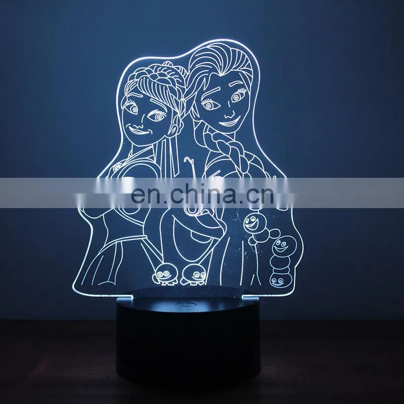 RGB touch black base 3d illusion bedroom usb art night light led desk table lamp