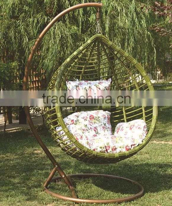 Modern UV resistant and waterproof Outdoor Furniture and Wood Material PE rattan swing chair PRC14845
