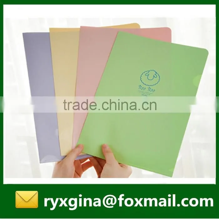 Hot sales creative design office stationery l shape plastic document folder