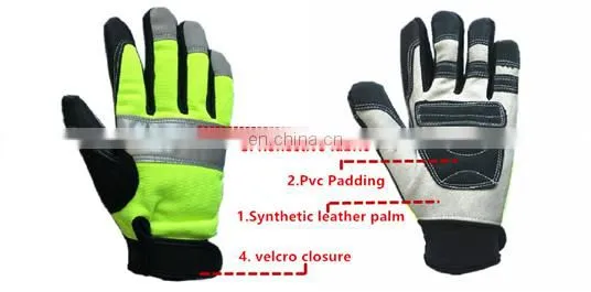 Factory Mechanical Reflective Mechanic Safety Repair Non-Slip Industrial Synthetic Leather Work Gloves