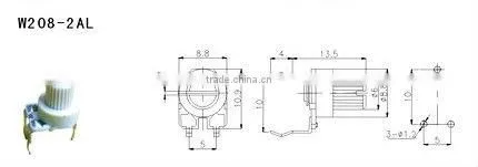 W208-2AL potentiometer single-turn potentiometer glass glaze trimpot
