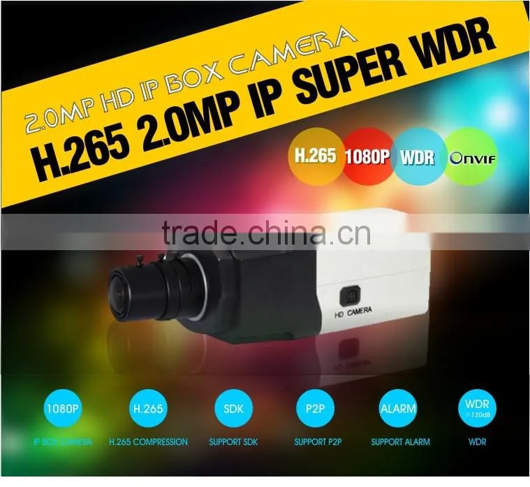 H.265 New CCTV Camera Product Full HD IP 120dB Super WDR Hi3516A Chipse PANASONIC 34229 CMOS Box Camera Support Onvif 2.4