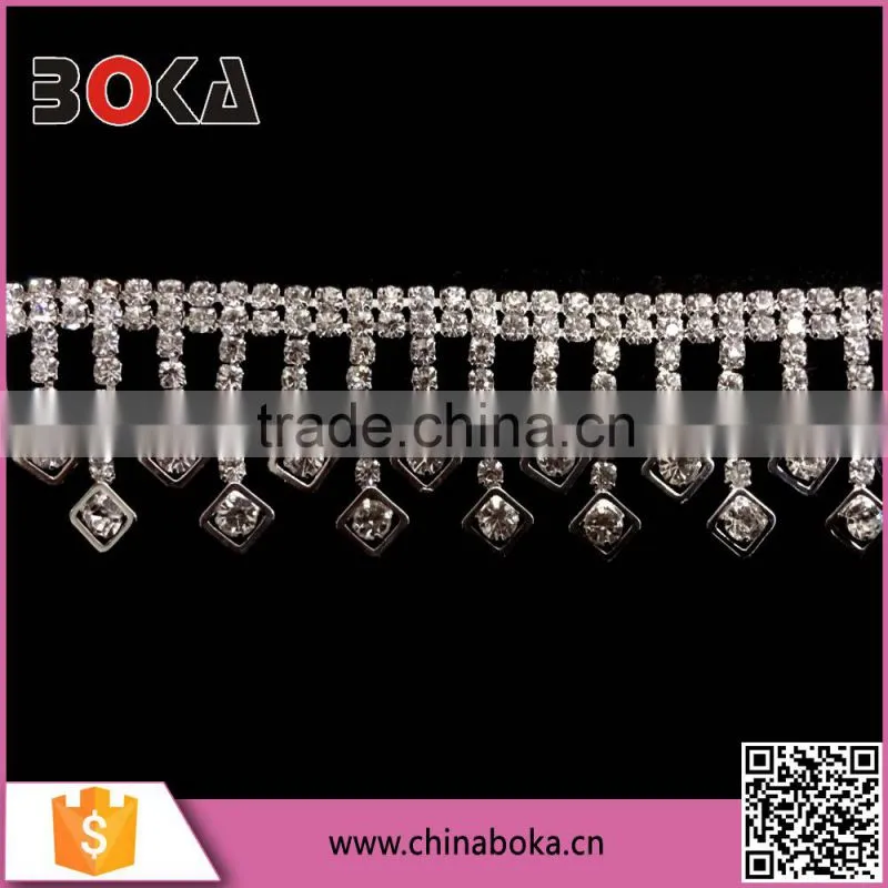 BOKA high quality rhinestone crystal fringe trim, dangling crystal trimming