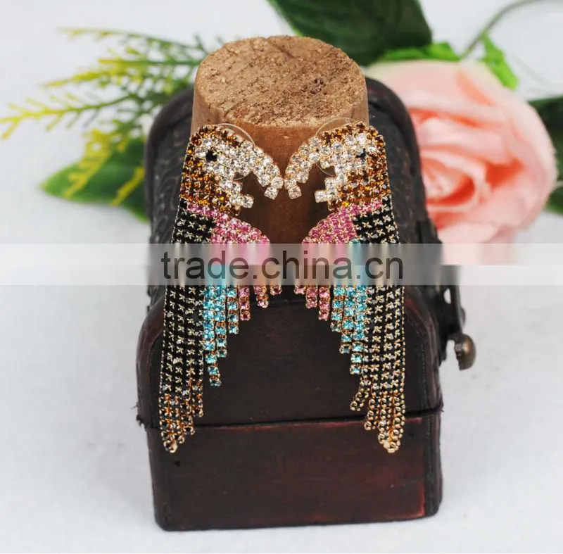 Funky earrings for girls parrot crystal rhinestone earring crystal parrot earrings