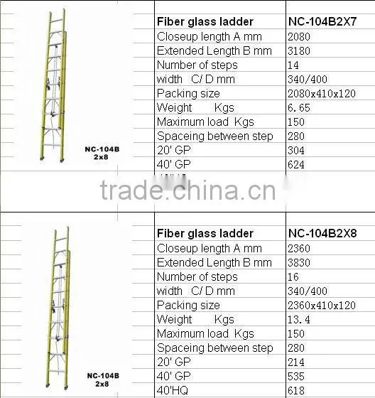 FRP GRP Fiberglass industrial extension ladder