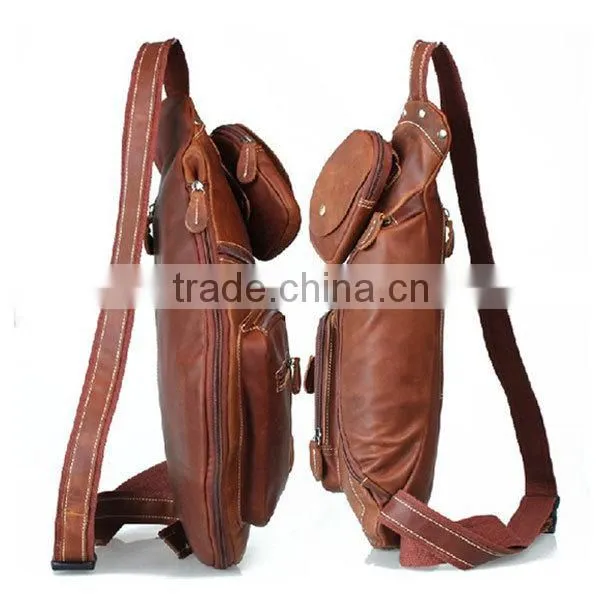 Men genuine leather chest pack bag toiletry bag men best men waitst bag hobo bag