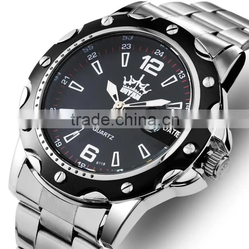 DIYAN Date Time men wristwatch full stainless steel quartz watch mans fashion casual watches Men's Dress clock relogio masculino