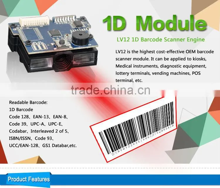 LV12 CCD OEM Cheap 1D Android Barcode Scanner for Ticketing Machine