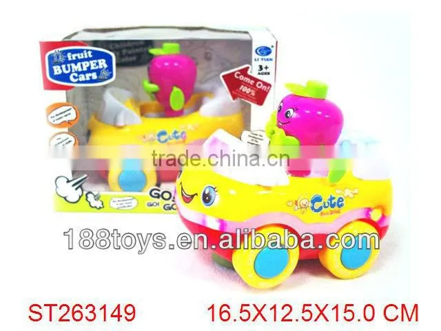 Cartoon B/O car with lights & music,funny fruit bumper car