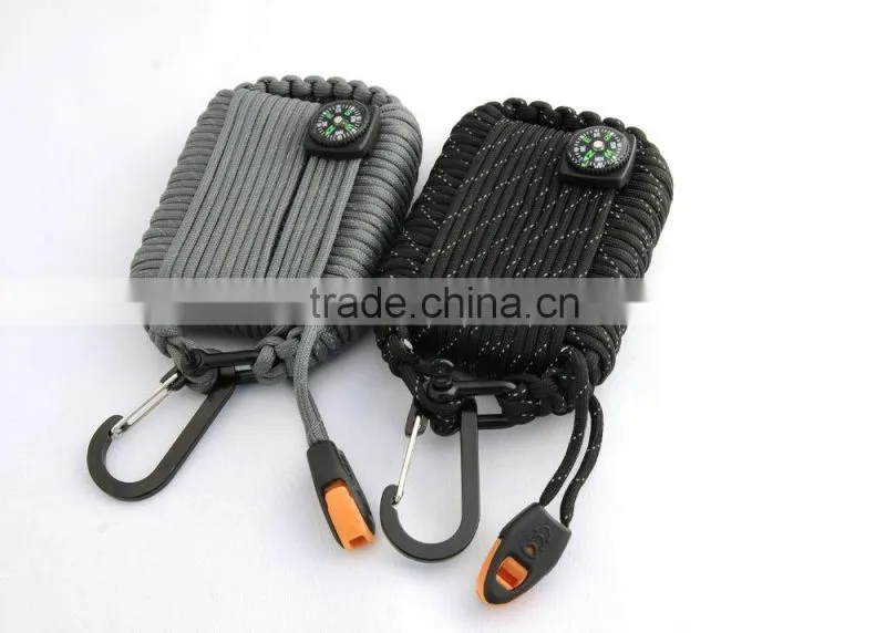 Paracord Emergency Outdoor Survival Kit with Carabiner