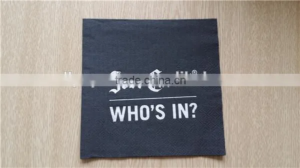 High Quality Logo Print Black Beverage Paper Napkins For Restaurant