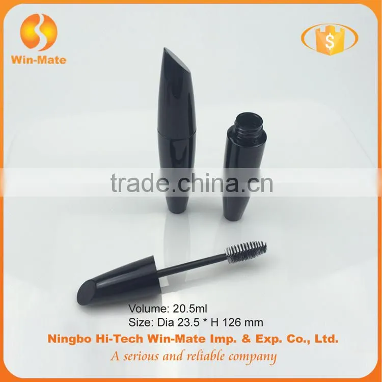FREE SAMPLE black special design flat 126*23.5mm cosmetic plastic mascara tube