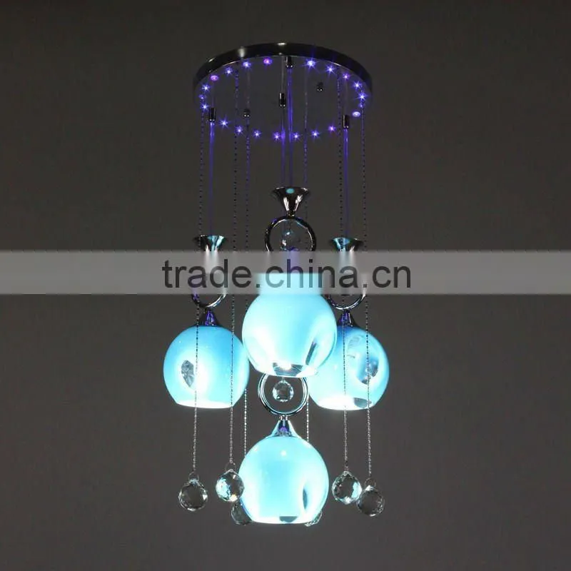 3 heads pendant light E27 with LED and crystal