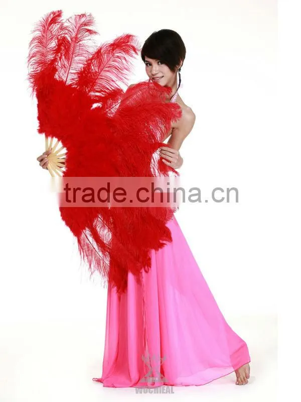 Fashionl Red White and Blue Ostrich Feather Fan in Big Size