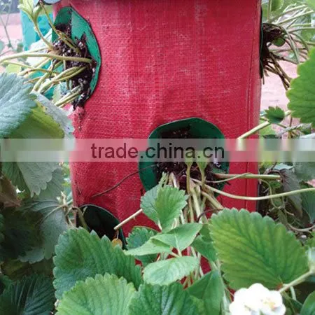 Garden Durable PE Woven Hanging Planting Grow Bags With 8 Planting Slits