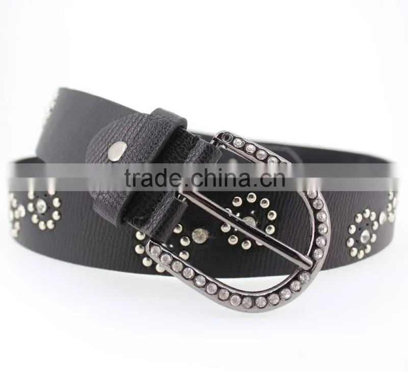 Women's Fashion flowermetal studded jeans belt with shiny rhinestone accessories in Chinese factory