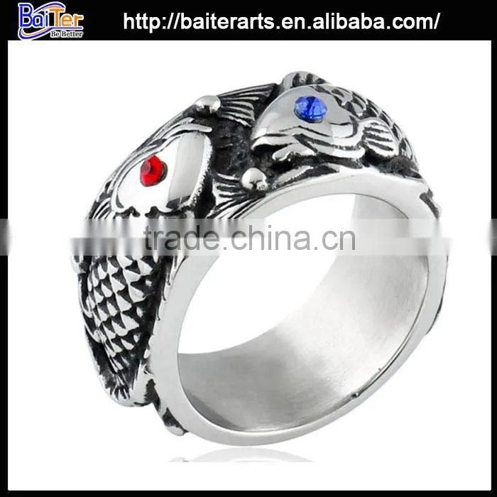 Popular antique titanium lion head ring , stainless steel ring with lion head