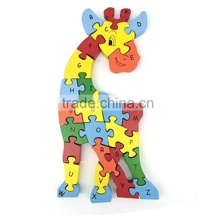 animal wooden puzzle number letter intelligent toy for children