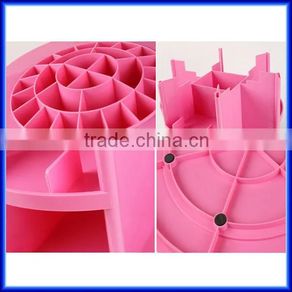 Hot sell pink rotating acrylic cosmetic organizer, custom plastic storage cosmetic organizer