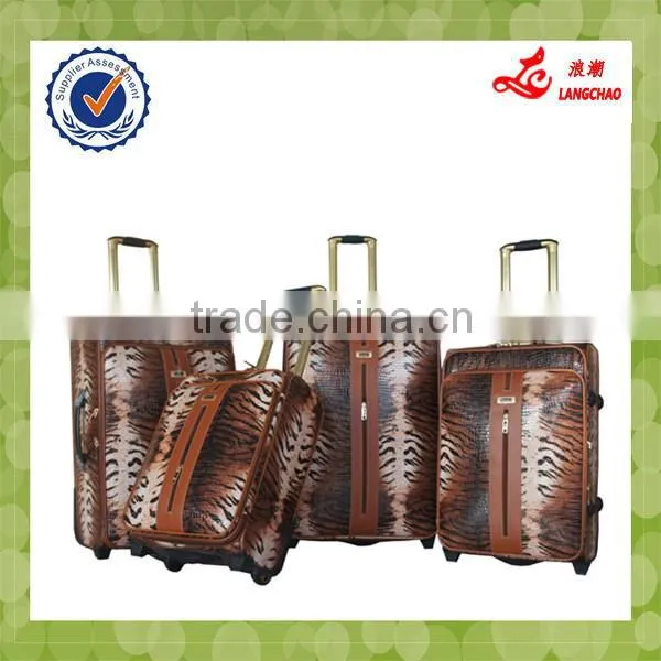 Two Wheels PU Leather Carry On Vintage Trolley Luggage