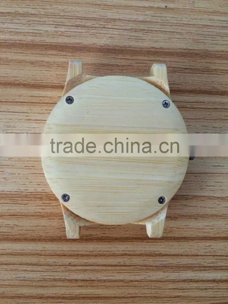 VAGES brand quartz analog genuine leather wooden bamboo watch cat