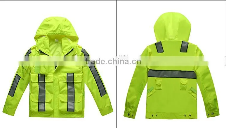 CE EN20471 ANSI workwear supplier two tone long sleeve high visibility summer yellow safety reflective jacket