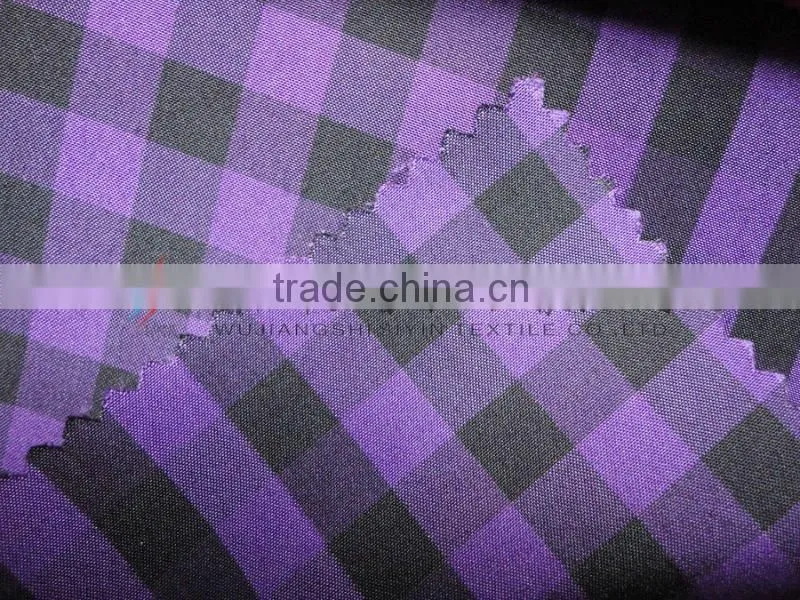 polyester gien check yarn dyed purple fabric for shirt
