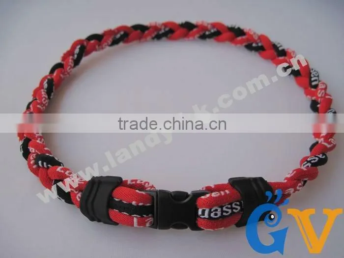 Cheap Tri Braided Weave Titanium Sports men silicone rubber necklace