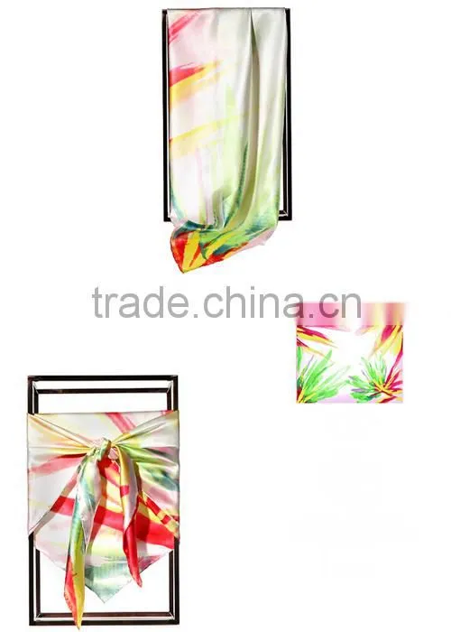 100% Silk Satin Fabric Table Print Silk Scarf/scarves/ kerchief /headband/hijab