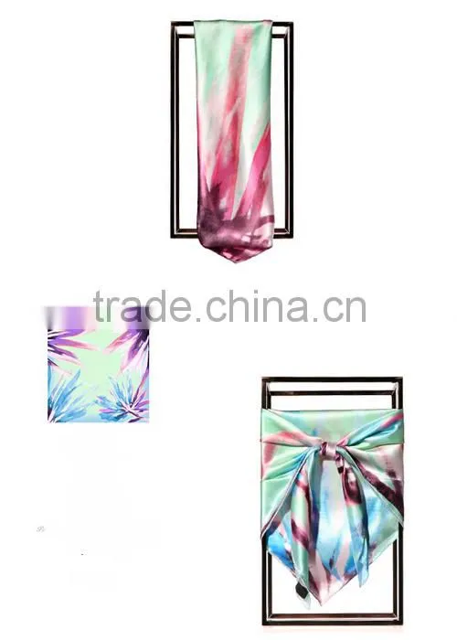 100% Silk Satin Fabric Table Print Silk Scarf/scarves/ kerchief /headband/hijab