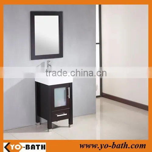 18" solid wood modern basin cabinet with ceramic basin