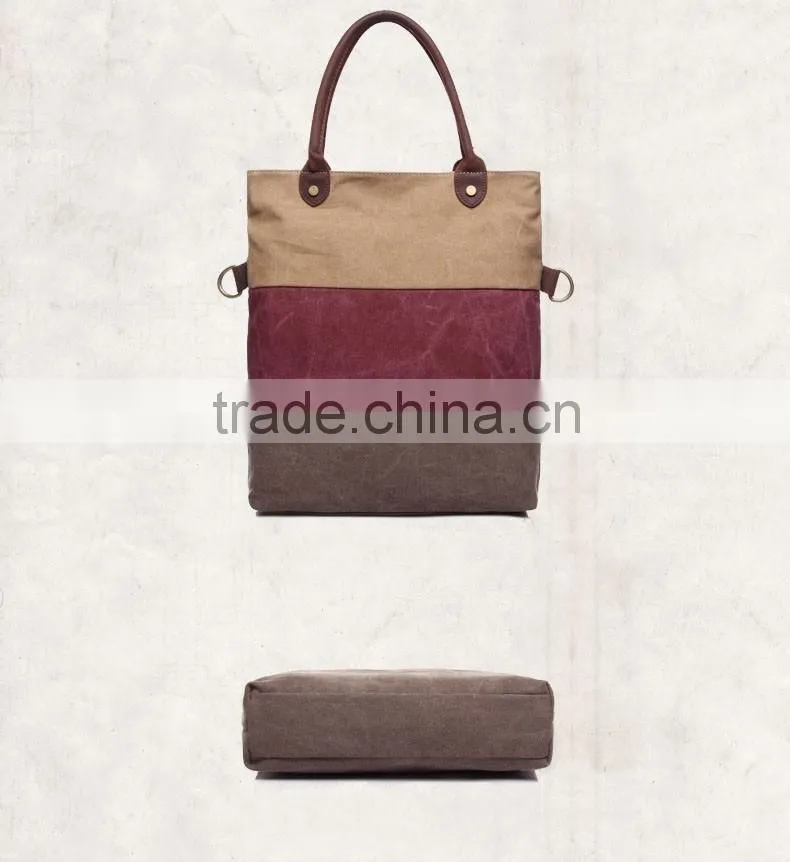 Hot sale high quality fashion cheap standard size canvas tote bag leather handle GW835