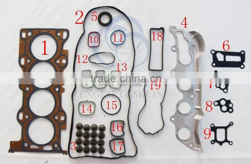 Direct sales from factory complete engine gasket kit set for L5 OEM NO 8LL3-10-271