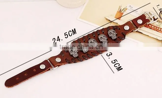 Letter Bracelet Wristband Cuff Real Leather Bracelet For Men Women