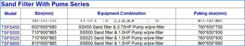 500mm fiberglass sand fliter with pump