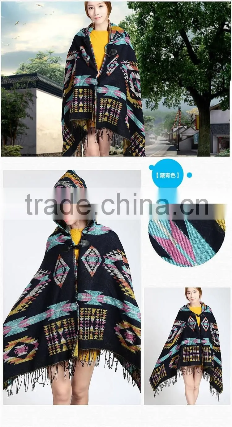 wool / cashmere blended winter thick sweater poncho