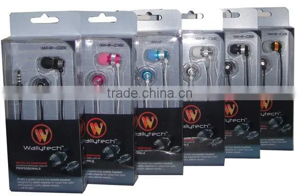 Wallytech Hot selling Metal in-ear earphone for iphone/ Sumsung