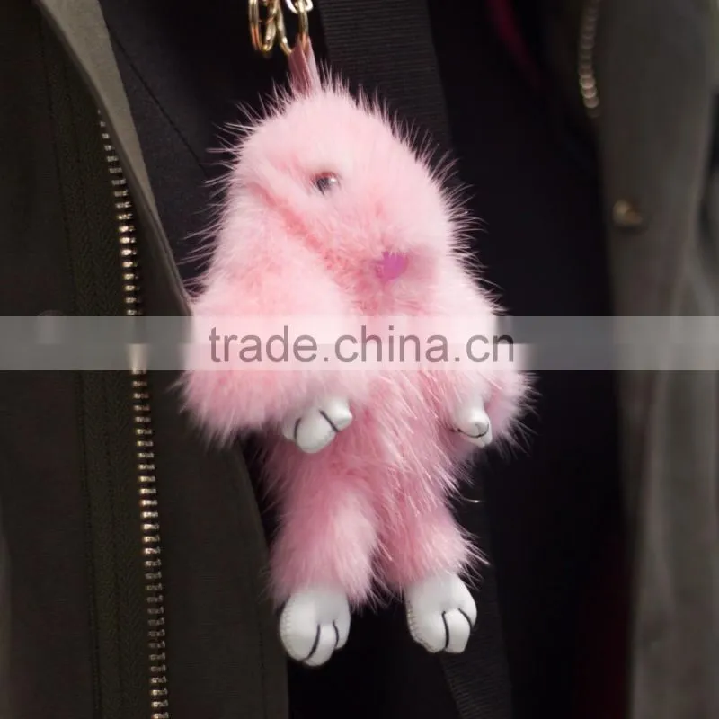bear shape mink fur keyring/ lovely shape pendant/ rex mink fur rabbit