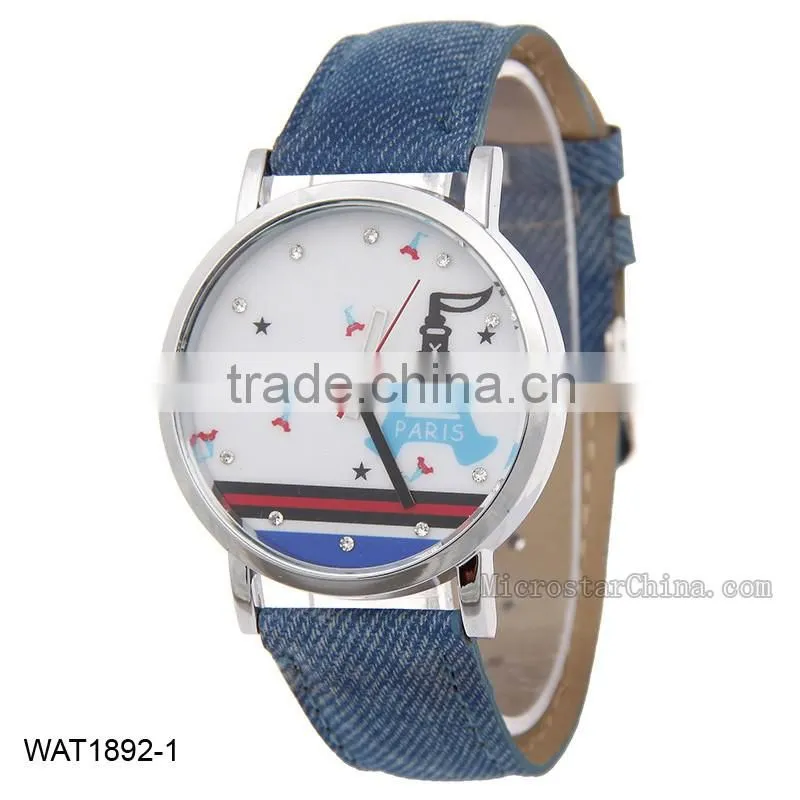 Eiffel Tower Casual Jean Canvas Wrist Watch