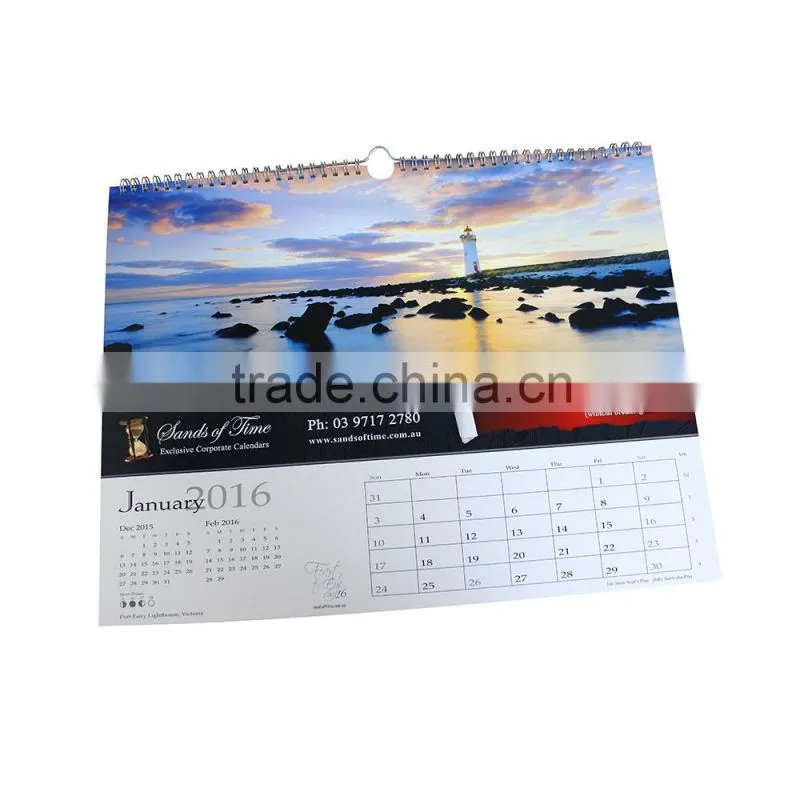 Hot new pantone color large wall calendar printing