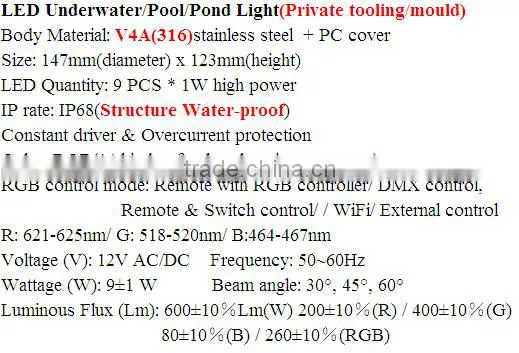 Par38 underwater led lighting ip68 in pool lights