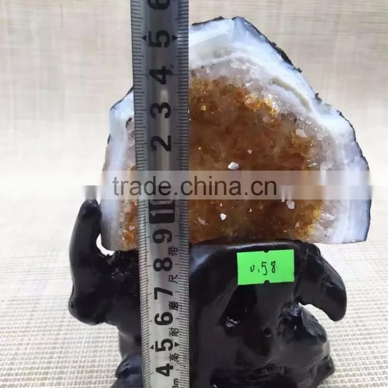 Natural Rock Brazil Topaz Crystal Citrine Cluster Decor Home