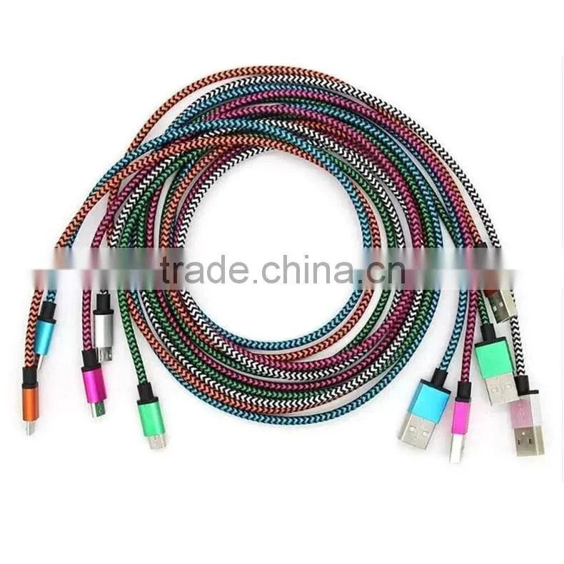Top selling new design woven type USB data cable for Android smartphone