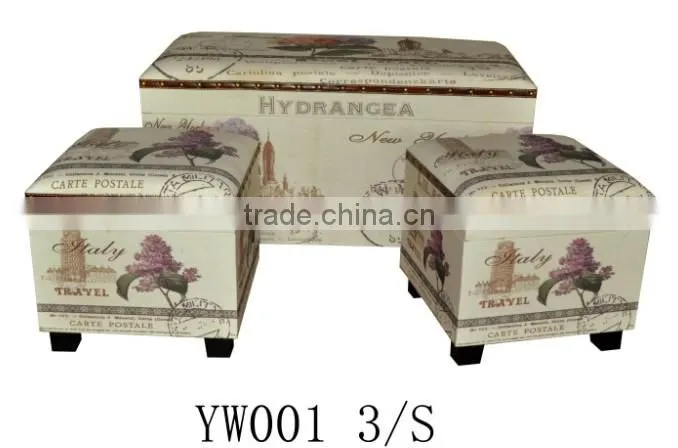 Household Colorful Decoration Linen Stool Storage Seating Box
