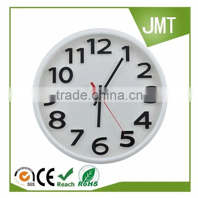 12 inch modern concise fashion 3D digital colorful living room round plastic quartz wall clock
