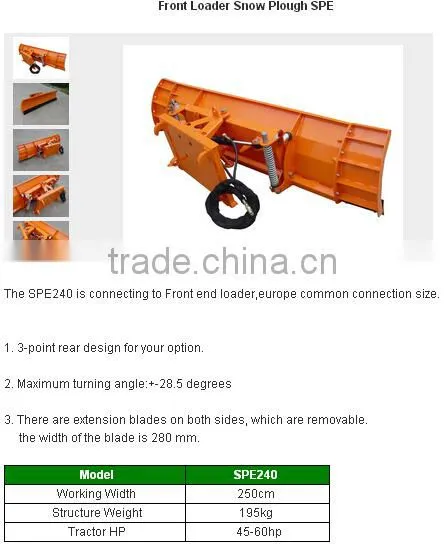 Changzhou FMH CE mini tractor attachment snow removal snow plow