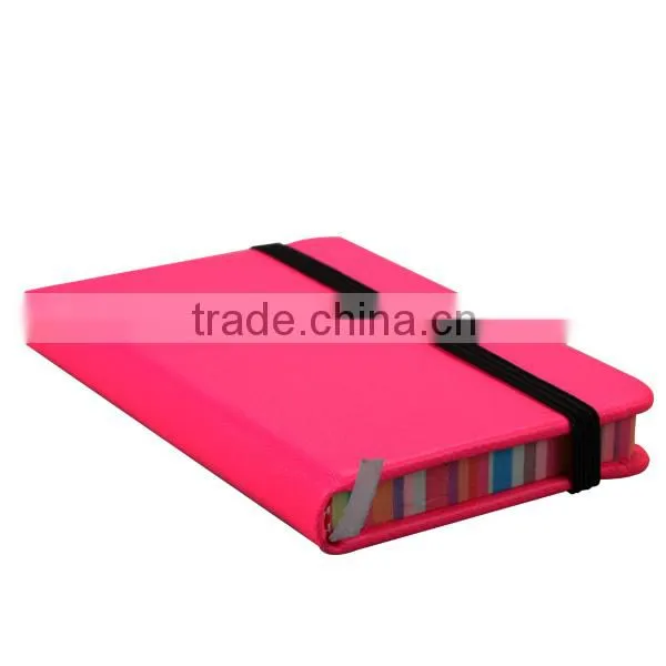 Rainbo colorful Mini PU note book with elestic band,mini pocket book